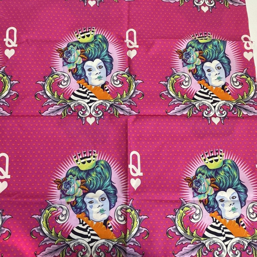 Alice in Wonderland Pink Magenta Printed Novelty Whimsical Fabric Cut 44” x 19”